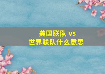 美国联队 vs 世界联队什么意思